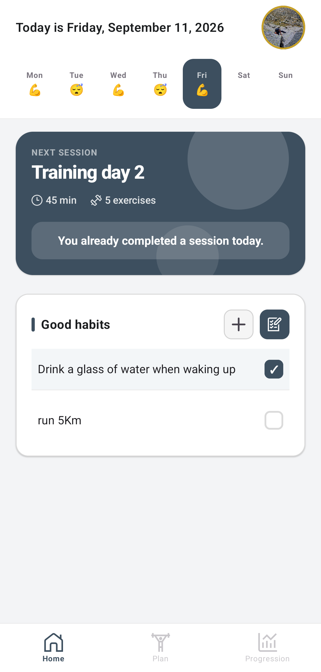 GymWeek app screenshot